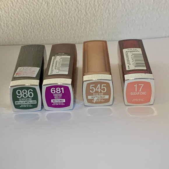 Maybelline Color Sensational Lipstick SET 4 New Flawed Violet Sugar Beige Green - Picture 4 of 13